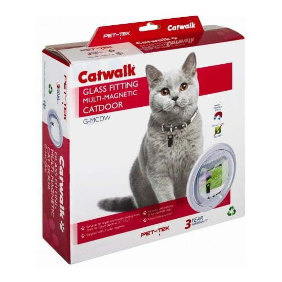 Catwalk Cat Door for glass - Magnetic locking - (G-MCDW)
