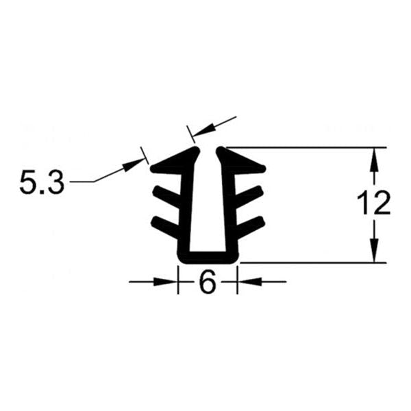 4mm Wardrobe Channel Rubber FROSTED 150mtrs