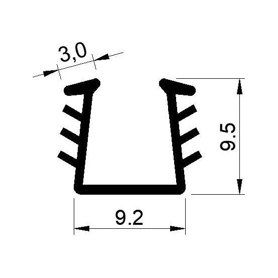 6.38mm Shower Screen Channel Rubber - FROSTED 250mtrs